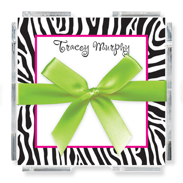 Black Zebra Stripes Memo Square with Acrylic Holder